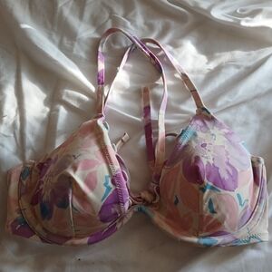 Shade & Shore Pink and Purple Floral Bathing Suit Top